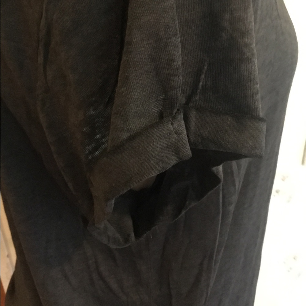 Burnout Knit Black Short Sleeve Tee XL Minimalist Layering Basic Staple Top - Picture 5 of 7